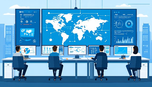 The team in front of the big picture — everything in view